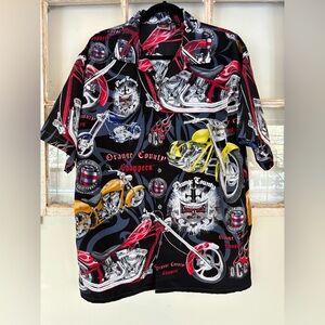 Orange County Choppers Men's Black Graphic Button Down Shirt Large